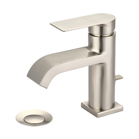 OLYMPIA FAUCETS Single Handle Lavatory Faucet, Compression Hose, Brushed Nickel, Connection Size: 3/8" L-6092-BN